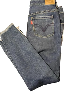 Levis Pull On Jeans Girls Size 10 Regular Distressed Ripped Side Ribbon Syle - Picture 1 of 5