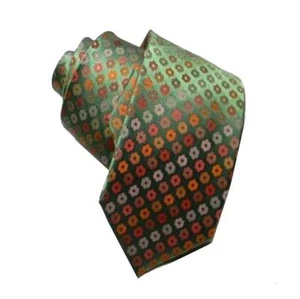 Corbata De Satén Hermoso Verde Dis Pequeñas Flores 1A Tormento - Imagen 1 de 1