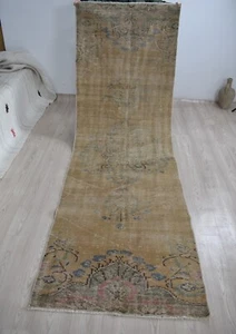 Vintage Turkish Carpet Runner 107.8 x 35.4 in Oushak Carpet Runner Home Decor - Picture 1 of 12