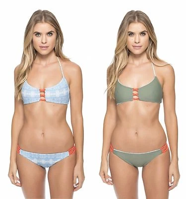 Bikini Basta Surf Bondi Reversible Bungee Azul y Verde 2 Piezas Talla XS Foto 1 de 4