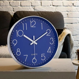 Round Wall Clock Silent Home Kitchen Bedroom Office Indoor Quartz Clocks Decor - Picture 1 of 95