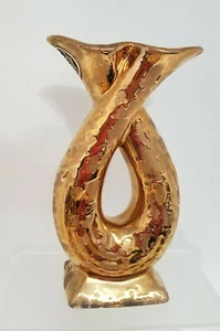 Jarrón Llorón Oro Lover's Twist Savoy China Fina 24 Quilates 7 x 4 Etiqueta Original EE. UU. - Imagen 1 de 7
