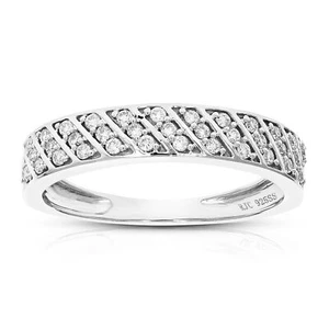 1/4 cttw Lab Created Diamond Wedding Band in 925 Sterling Silver Prong Size 7 - Picture 1 of 7