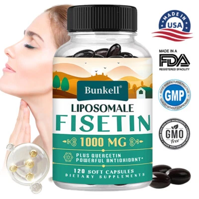 BUNKELL Liposomal Fisetin with Quercetin - High Potency 1000mg per Serving Antioxidant