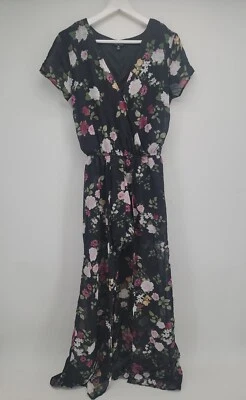 Womens New Look Floral Black Romper Sheer Material Size M - Image 1 of 4