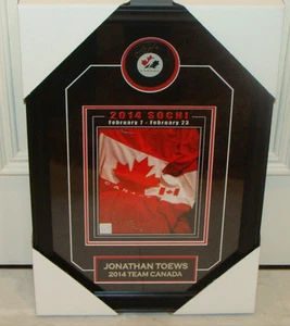 Winter Olympics Gold Medal Jonathan Toews Team Canada Signed Puck IIHF Framed - Picture 1 of 4