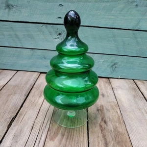 Vintage Green Italian Empoli Apocathery Lidded Jar Hopped or Ribbed - Picture 1 of 8