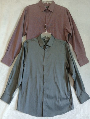 Conjunto de 2 camisas masculinas Murano manga longa com botões clássico colarinho 16,5 - Imagem 1 de 4