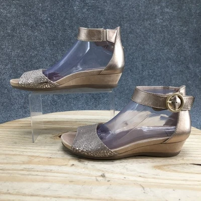 Earth Sandals Womens 8.5 M Champagne Hera Ankle Straps Leather Open Toe Metallic - Image 1 of 4