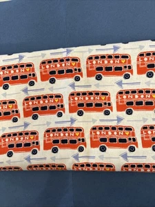 Emma & Mila London Calling Card Collection~Orange Buses~BTY~100% Cotton Fabric - Picture 1 of 1