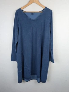 J Jill Pure Jill Kleid Damen Large Blau Indigo V-Ausschnitt Langarm Tunika Mb - Bild 1 von 8