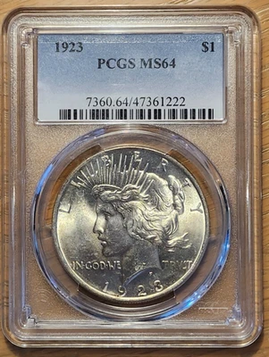 1923 P PCGS MS64  PEACE 90% SILVER #5 - Image 1 of 4