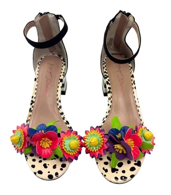 Sandalias Betsey Johnson Indy Coloridas Florales Brillantes Tacón Bloque Correa - Talla 5.5 Foto 1 de 4
