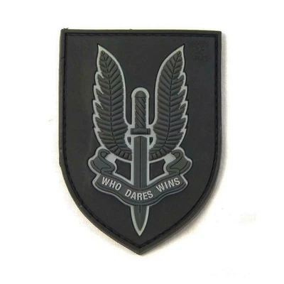 Military Moral Patch SAS Who Dares Wins SWAT Black - Image 1 of 2