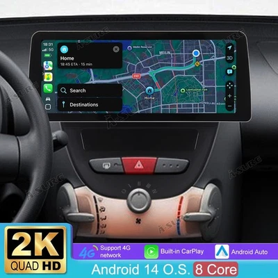 12.3" 2K 4+64GB Android 14 Autoradio Carplay GPS Navi für Citroen C1 Peugeot 107 - Bild 1 von 4