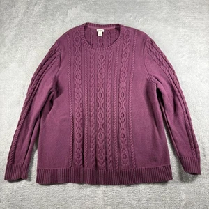 LL Bean Pullover Damen 3X Plus Lila Pflaume Zopfmuster Fischerpullover Preppy - Bild 1 von 13