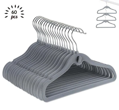 Kinder kleiderbügel Samt 60er Platzsparend Anti-Rutsch Mit Klemmen Hemdenbügel - Bild 1 von 4