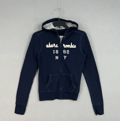 Abercrombie Kids Hoodie Youth XL Navy Full Zip Sweatshirt 1892 NY Applique Logo - Image 1 of 4