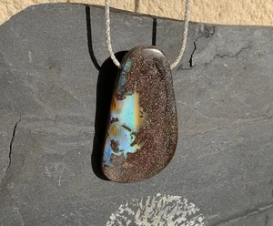925 Silber Halskette/Anhänger mit 1 großen Boulder Opal aus Australien - Bild 1 von 16