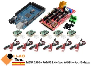 Mega 2560 R3 + RAMPS 1.4 Control Panel + 5pcs A4988 Stepper + 6pcs Endstop - Foto 1 di 12