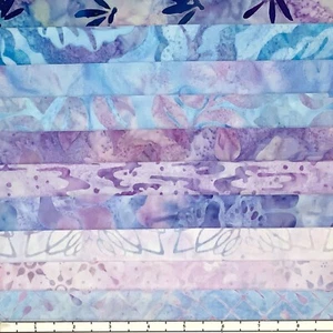 Menge 10 Fat Quarters Lavendelblau #7 Batik Lunn Stoff FQ Pack 100% Baumwolle - Bild 1 von 7