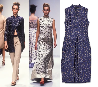 Vestido Prada Vintage Primavera 1997 Púrpura Seda Bambú Estampado Chinoiserie Columna 38 Foto 1 de 4