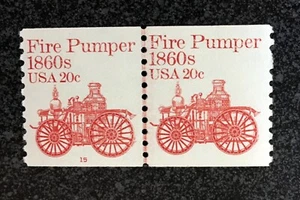 USA1981 #1908 22c Fire Pumper - Transportation Series Coil PNC (#15) Line Pair - Picture 1 of 1