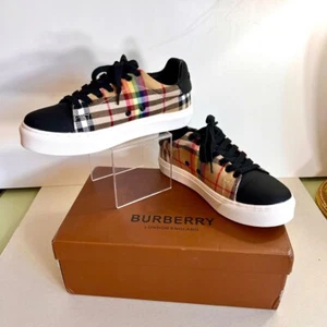 Sneakers unisex Burberry, taglia 7 1/2, 8, beige arcobaleno/nero 5 1/2 uomo - Foto 1 di 14