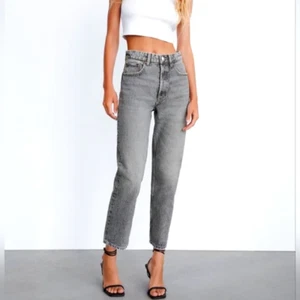 Zara high rise casual straight Leg jeans gray black womens size 2 jeans - Picture 1 of 5