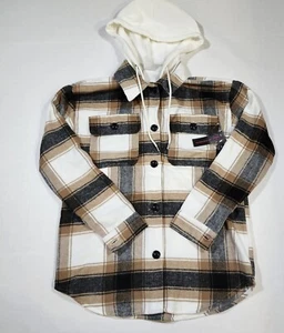 No Boundries Junior Womens Size S (3-5) Plaid Fleece Shirt Jacket Hooded NWT - Picture 1 of 7