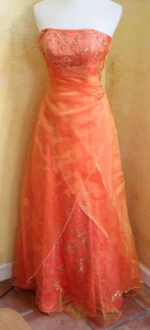 Milano Formals Naranja Iridiscente Lentejuelas Vestido de Boda Baile de graduación Vestido Talla Pequeña - Imagen 1 de 16