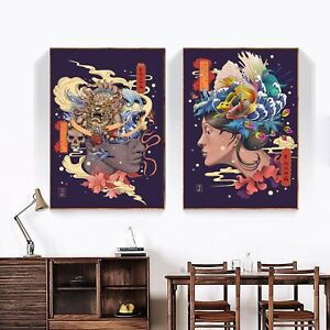 Ukiyoe Japanese Paint Geisha Lady Art Canvas Poster Wall Decor Unframed S375