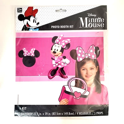 KIT CABINE FOTOGRÁFICA DISNEY MINNIE MOUSE com: 1-BACKDROP, 4-WEARABLES e 5-PROPS - Imagem 1 de 2