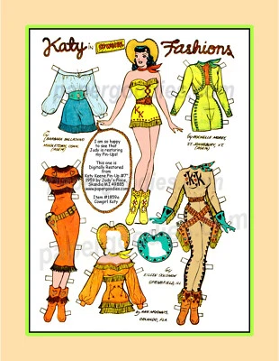 FORGET-ME-NOT PUBLISHING FIVE Katy Keene Prints: Cowgirl-Western Fashions 1950s Restored