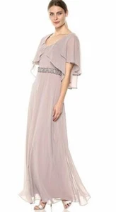 ALEX EVENINGS WOMEN'S TIERED CHIFFON FLUTTER SLEEVE RHINESTONE TRIM DRESS SIZE 6 - Picture 1 of 2