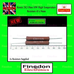 2x Remix 2K2 R 10W High Temperature High Voltage Resistor 45x9mm - Picture 1 of 1