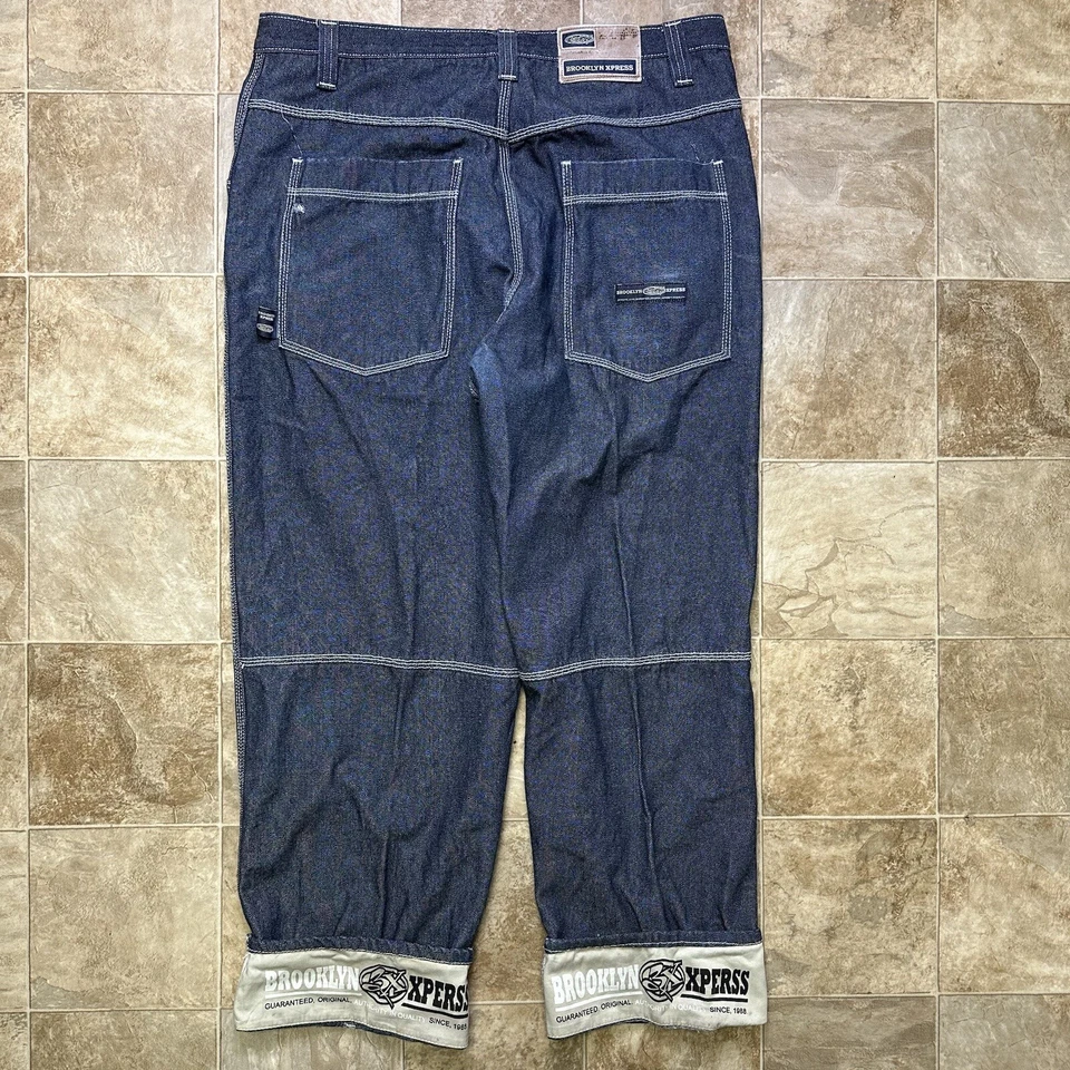 Pantalones de mezclilla de carpintero holgados Brooklyn Express de colección patinador grunge pierna ancha Y2K para hombre 40x30 Foto 1 de 4