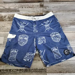 O’NEILL Tiki Design Board Shorts Trunks Unlined - Velco & Drawstring Mens Sz 32 - Picture 1 of 24