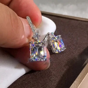 Shiny Zircon Hoop Drop Earrings Silver Plated Wedding Holiday Party Decor 63 UK - Picture 1 of 6