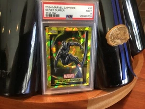 2024 Topps Chrome Marvel Sapphire Silver Surfer Yellow #13/75 #51 PSA Mint 9 - Picture 1 of 5