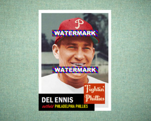 Del Ennis Philadelphia Phillies 1953 Style Custom Baseball Art Card