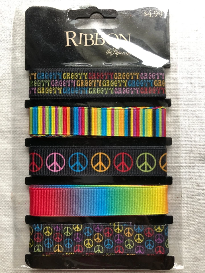 The Paper Studio Peace Five Piece Ribbon 5/8" wide x 3 Feet Each Design - Image 1 of 1