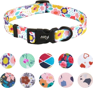 Dog Collar Adjustable Summer Flower Dog Collars with Safety Buckle Soft Comforta - Picture 1 of 9