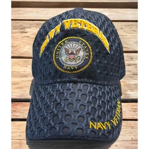US Navy Veteran Hat United State Eagle Emblem Strapback Cap USN Military Vet - Picture 1 of 9