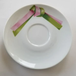 Porcelaine Jacques Coeur France Saucer Pink Green Ribbon Design Pre Owned - Picture 1 of 3
