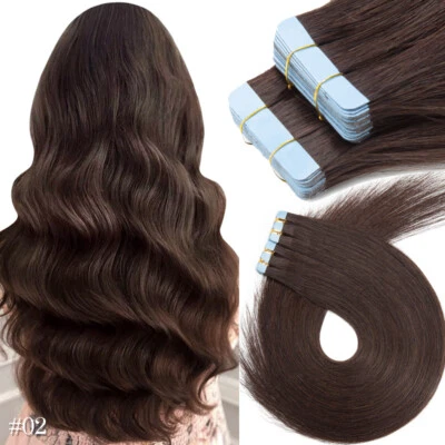 Tape In/On 100% Echthaar Haarverlängerung Remy Human Hair Extensions 20 Tressen - Bild 1 von 4