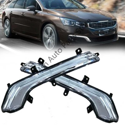 LH&RH For Peugeot 508 2015 2016 Front Bumper Fog Lamp LED Daytime Running Light - image 1 of 4