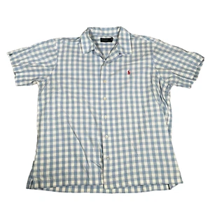 VTG Polo Ralph Lauren Short Sleeve Button Shirt Mens XLarge Blue Check Plaid - Picture 1 of 9