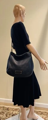 MARC JACOBS Q Hillier Black Leather Hobo Crossbody Shoulder Bag Gold Hardware - Image 1 of 4