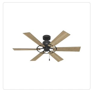 Hunter Barrel 52 in. Indoor/Outdoor Matte Black Ceiling Fan Damp Rated - Picture 1 of 2